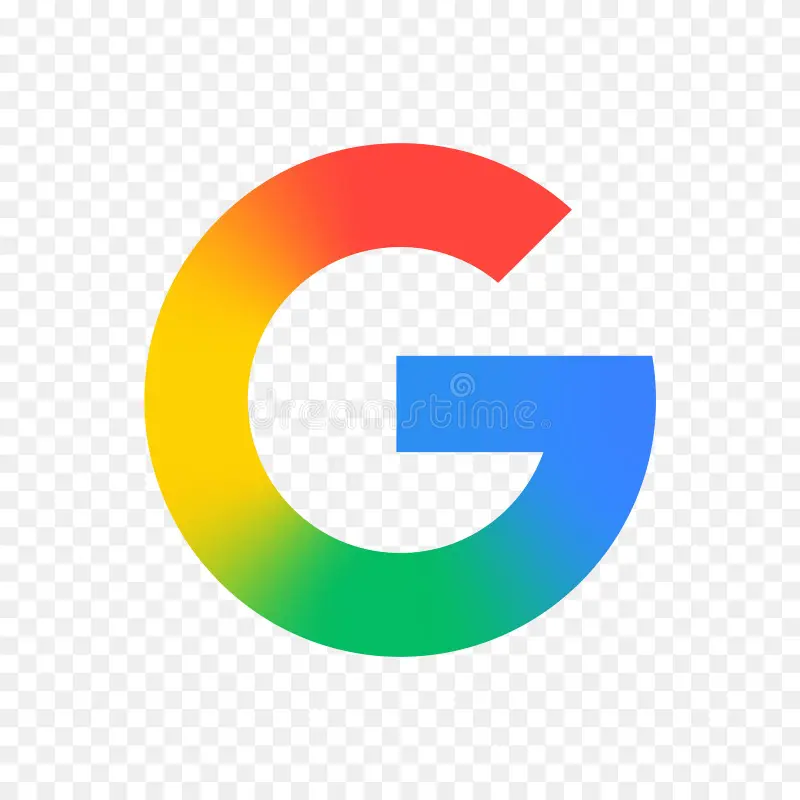 Google G logo with red, yellow, green, and blue colors on a transparent background.